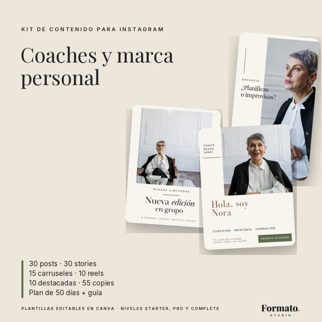 Kit de contenido para Instagram · Coaches y marca personal