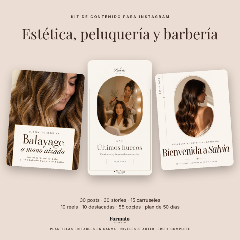 Plantillas de Instagram para estética, peluquería y barbería