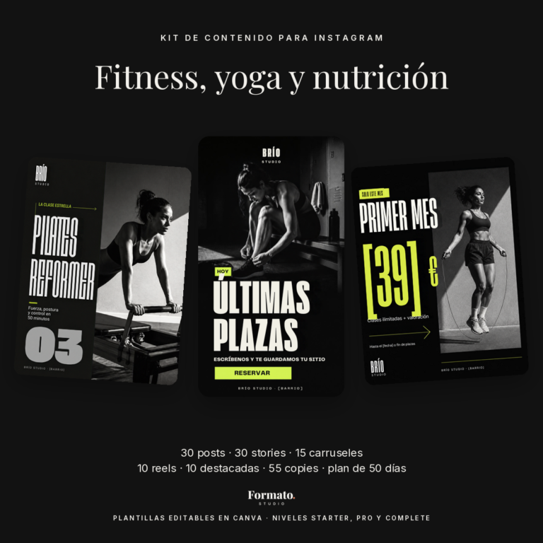 Plantillas de Instagram para fitness, yoga y nutrición