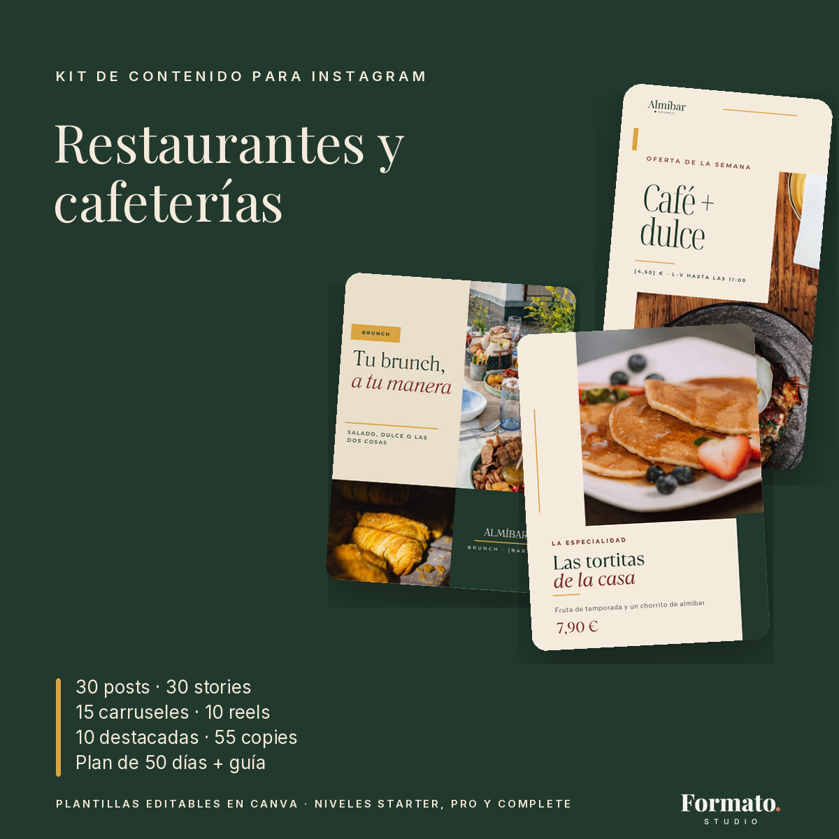 Kit de contenido para Instagram · Restaurantes y cafeterías